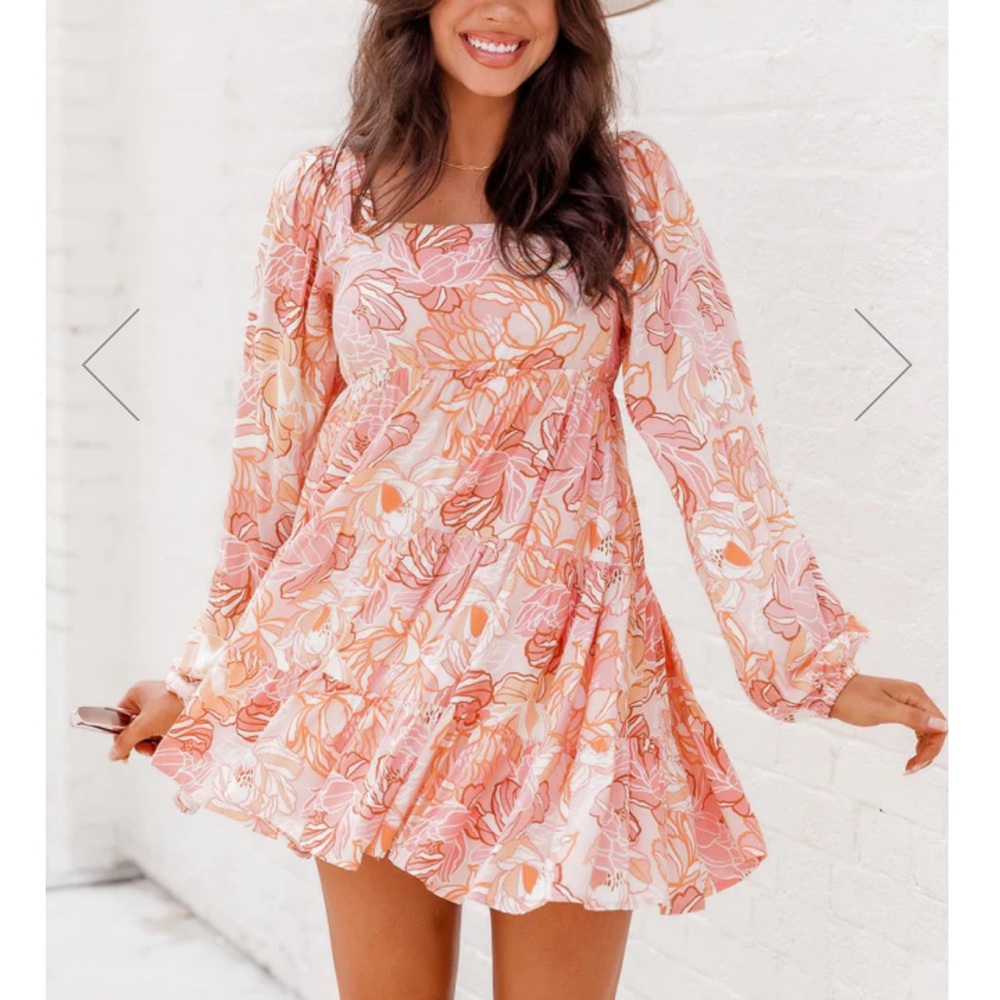 💕Peach/Pink floral dress by pink lily size Med